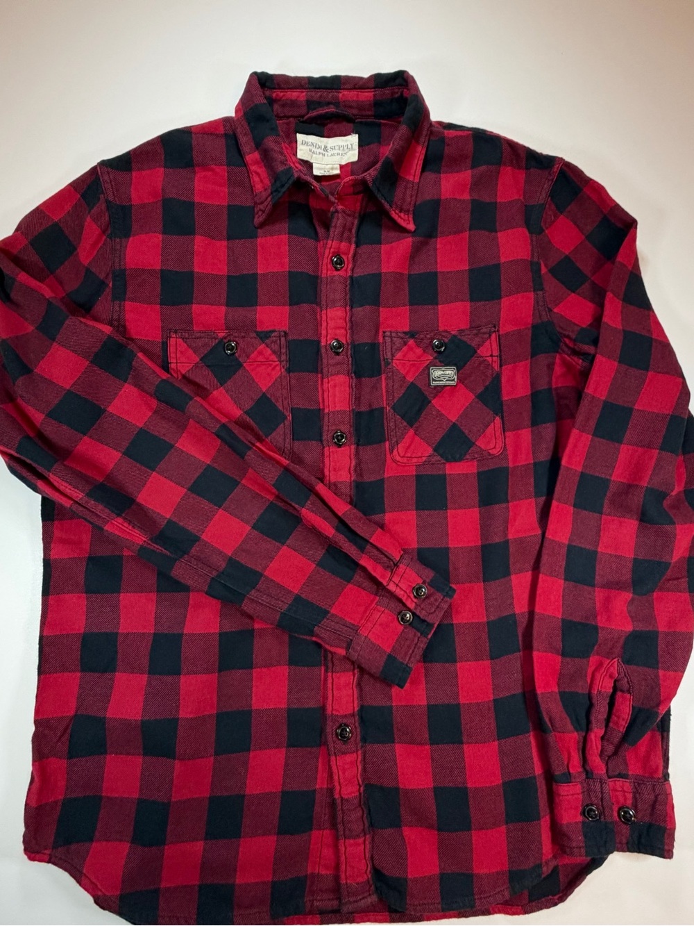 Ralph Lauren Denim & Supply men’s M Flannel Buffalo Plaid Long Sleeve Shirt - Picture 4 of 11
